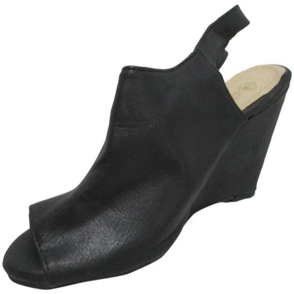 *DbDk Black Mod Peep Toe Ankle Strap Wedge Sandal Pumps - Picture 1 of 7